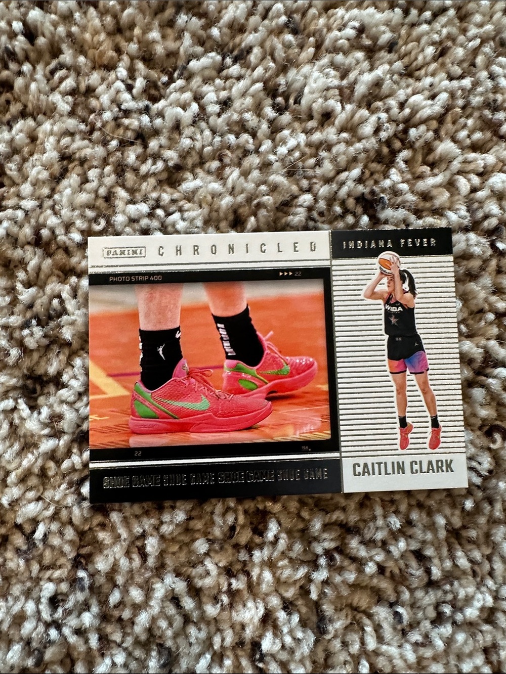 Panini Caitlin Clark Card with Pink and Green Shoes #77